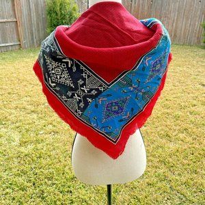 GLENTEX AZTEC PRINT VINTAGE 1970s SQUARE SCARF Wrap Shawl ~JAPAN~ 30 x 30